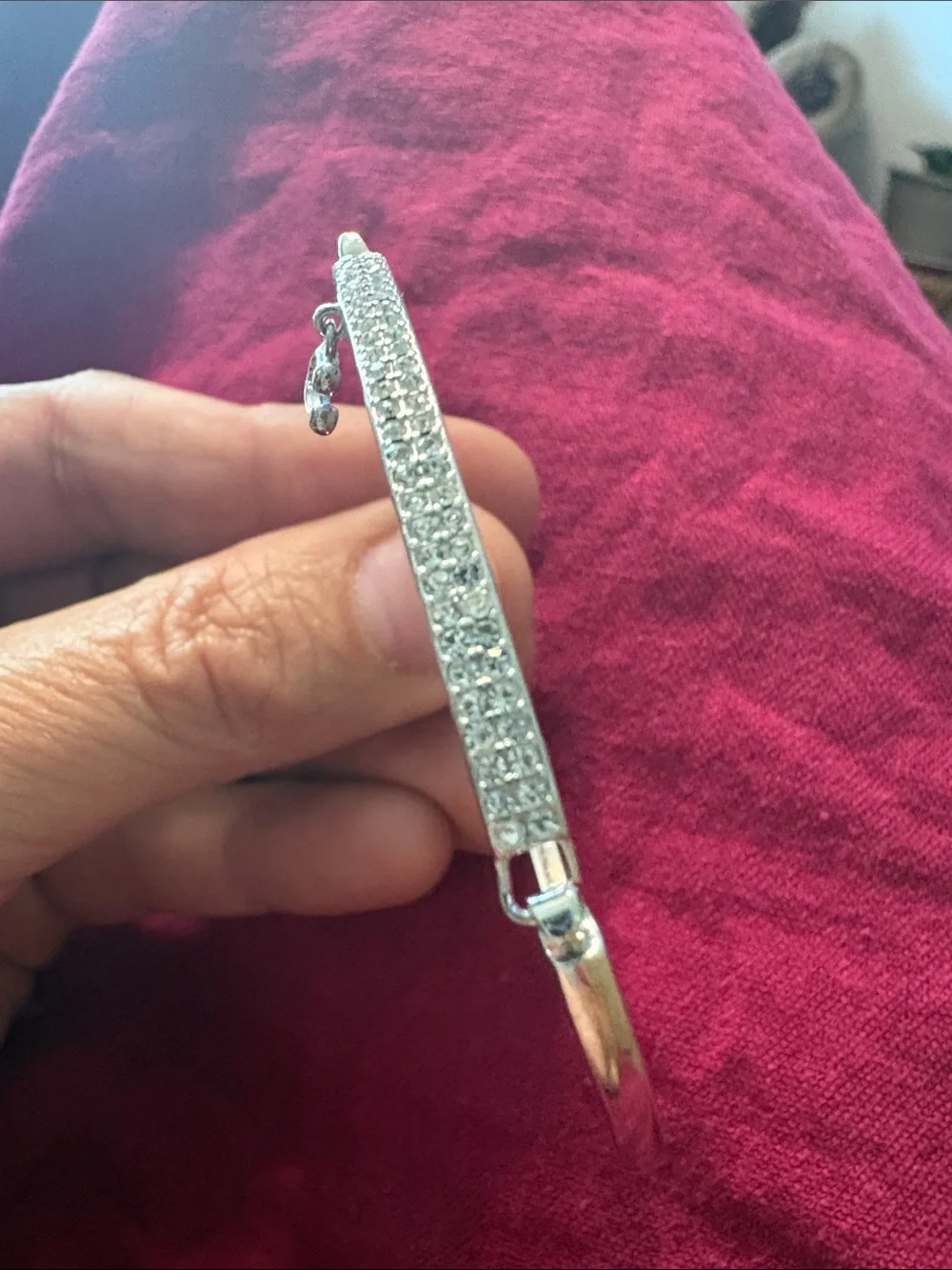 COACH Silver Crystal Pavé Bar Bracelet!!! Hanging C charm